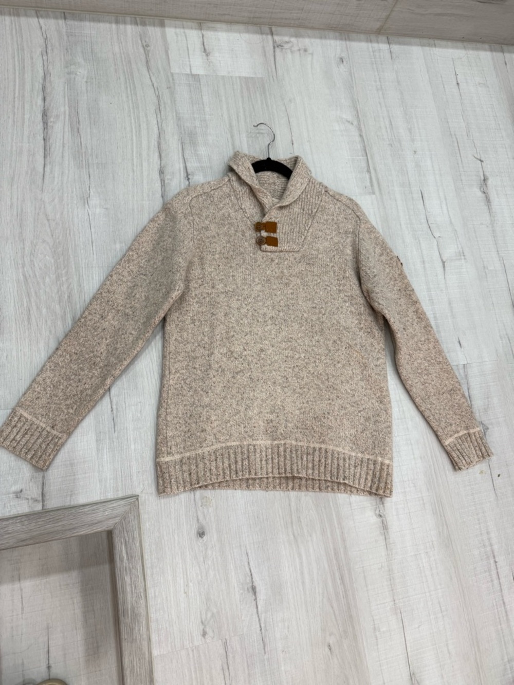 Fjallraven Men's Cream Toggle-Neck Knit Cardigan Sweater